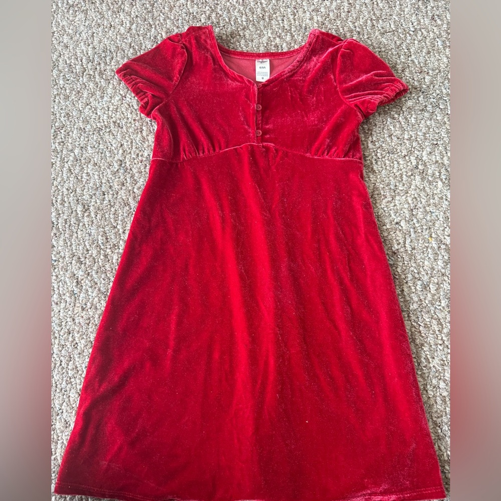 OshKosh B'gosh Red Velvet Button-Up Dress
